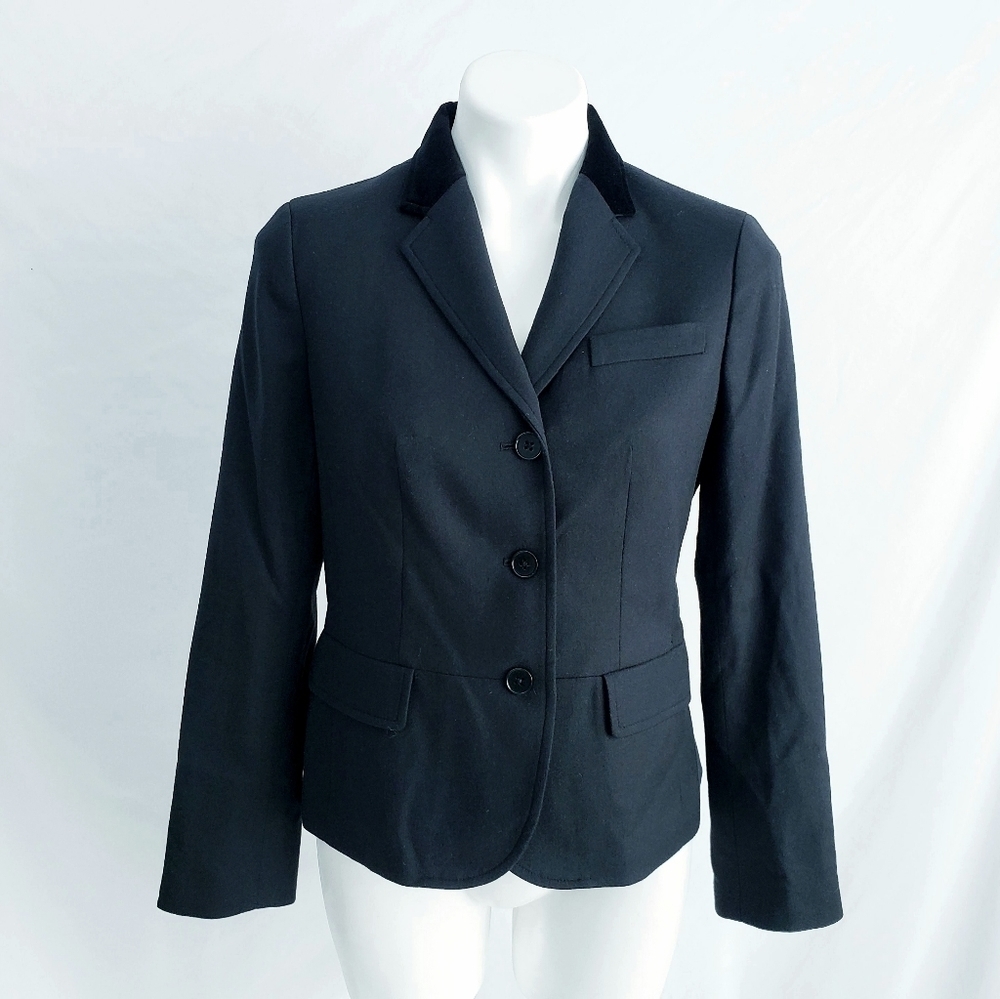 Talbots 3 Button Wool Blazer w/ Velvet Collar Business Casual